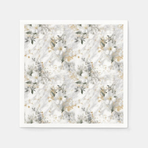Modern springflowers on marible Bridal Shower Napkin