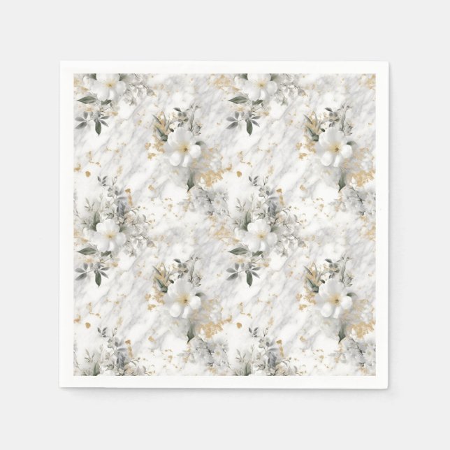 Modern springflowers on marible Bridal Shower Napkin (Front)