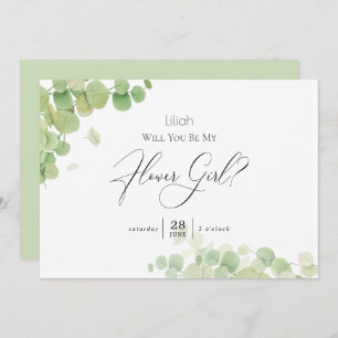 Modern Springtime Eucalyptus Be My Flower Girl Invitation