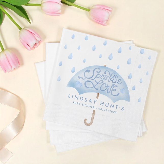 Modern Sprinkle Baby Shower Pink Napkin (Umbrella - Sprinkle with Love Baby Shower Napkins)