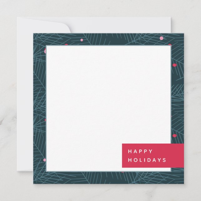 Modern Spruce Custom Happy Holidays Note Card (Front)