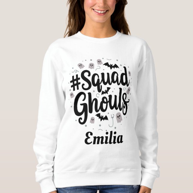 Modern Squad Ghouls Halloween Custom Name Sweatshirt (Front)