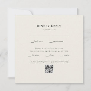 Modern Square Beige Wedding QR Code II RSVP