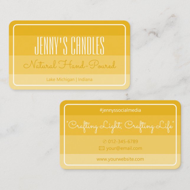 Modern Square Border Pastel Rainbow Ombre Honey Business Card (Front/Back)