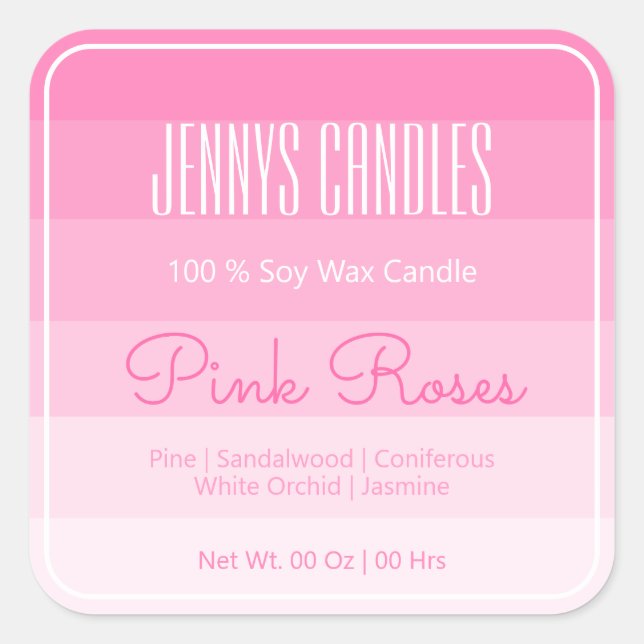 Modern Square Border Pastel Rainbow Ombre Pink  Square Sticker (Front)