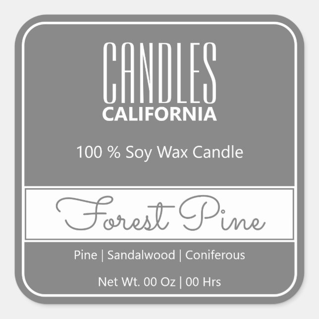 Modern Square Border Simple Dark Grey Candles Sticker (Front)
