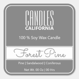 Modern Square Border Simple Dark Grey Candles Sticker