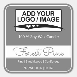 Modern Square Border Simple Dark Grey Logo Image Sticker
