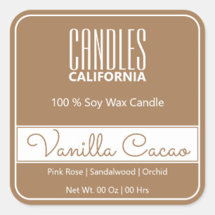 Modern Square Border Simple Light Brown Candles Sticker