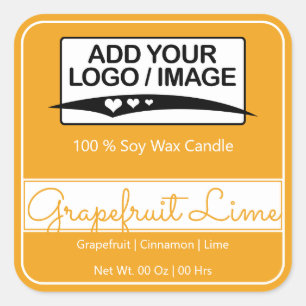 Modern Square Border Simple Orange Yellow Logo Sticker