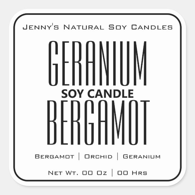 Modern Square Border Simple Plain White Candles  Square Sticker (Front)