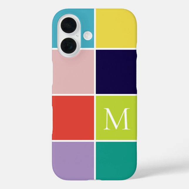 Modern square colour block monogram Case-Mate iPhone case (Back)