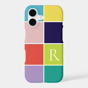 Modern square colour block monogrammed