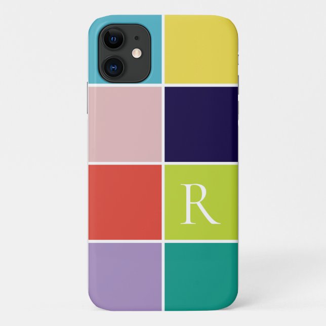 Modern square colour block monogrammed Case-Mate iPhone case (Back)