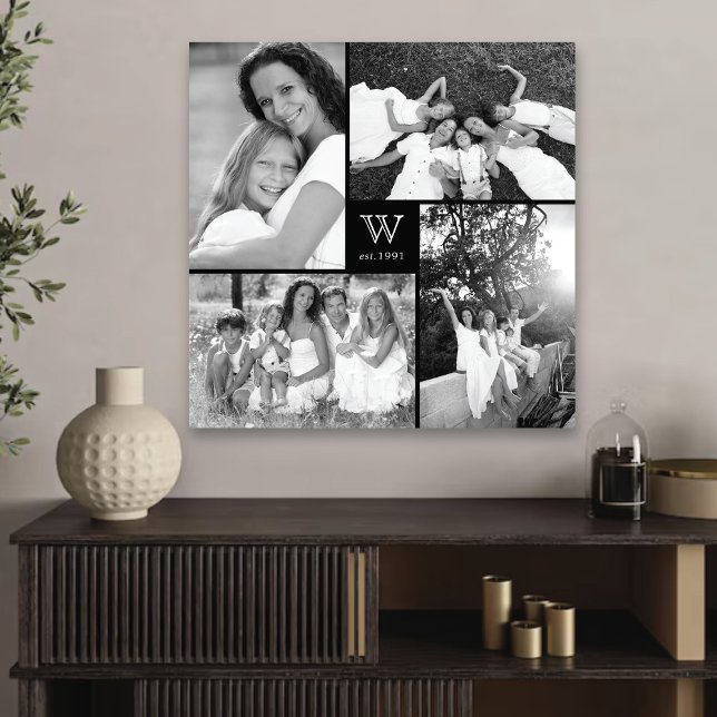 Modern Square Family Monogram Photo Collage Canvas (Modern Square Family Monogram Photo Collage Canvas @ fat_fa_tin)