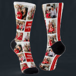 Modern Square Grid 8 Photo Collage Family Friends Socks<br><div class="desc">Create your own 8 photo collage pair of socks with a personalised Christmas Season Greeting! Design template is created using a square insta photo grid. a fun gift for yourself,  family or friends this holidays!</div>