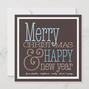 Modern Square Merry Christmas New Year Photo Card