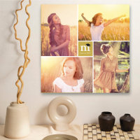 Modern Square Monogram Graduation 4 Photo Collage