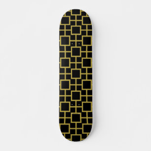 Modern Square Pattern Gold Skateboard