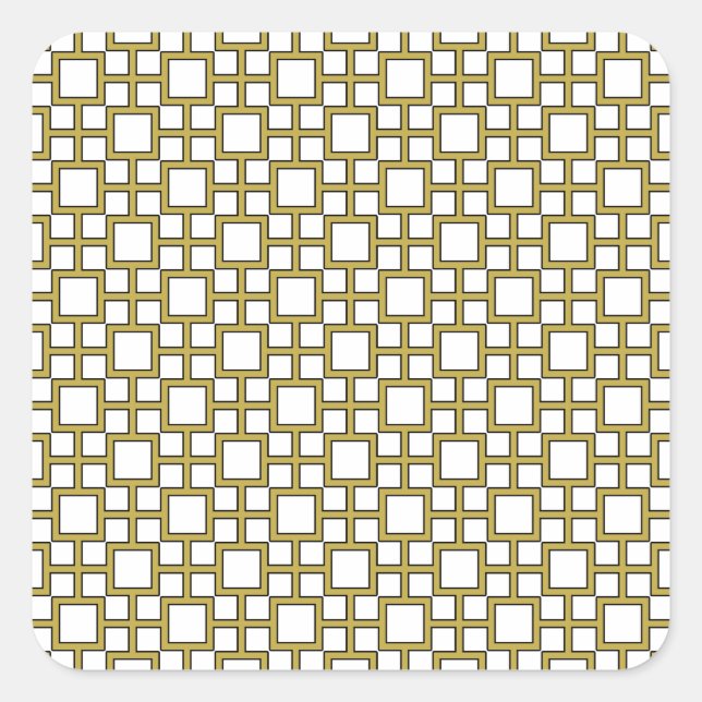 Modern Square Pattern Gold  Sticker (Front)