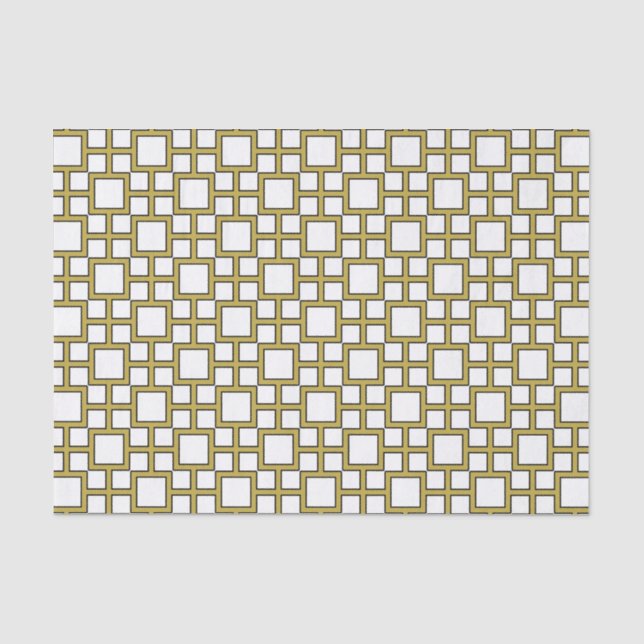 Modern Square Pattern Gold  Tissue Paper (Front)