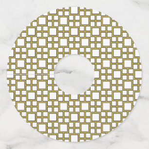 Modern Square Pattern Gold  Wine Glass Tag