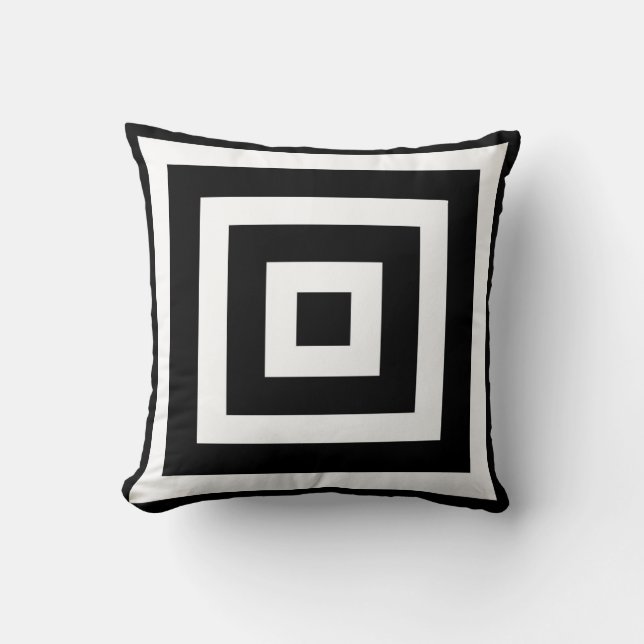 Modern Square Pattern in Black and White Cushion (Front)