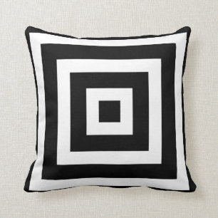 Modern Square Pattern in Black and White Cushion