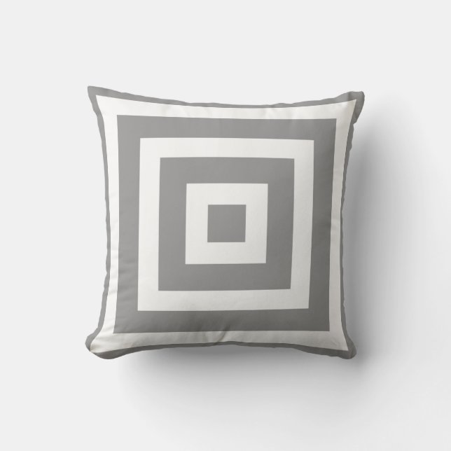 Modern Square Pattern in Grey and White Cushion (Front)