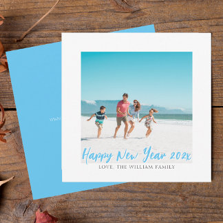 Modern Square Photo Happy New Year Holiday Card
