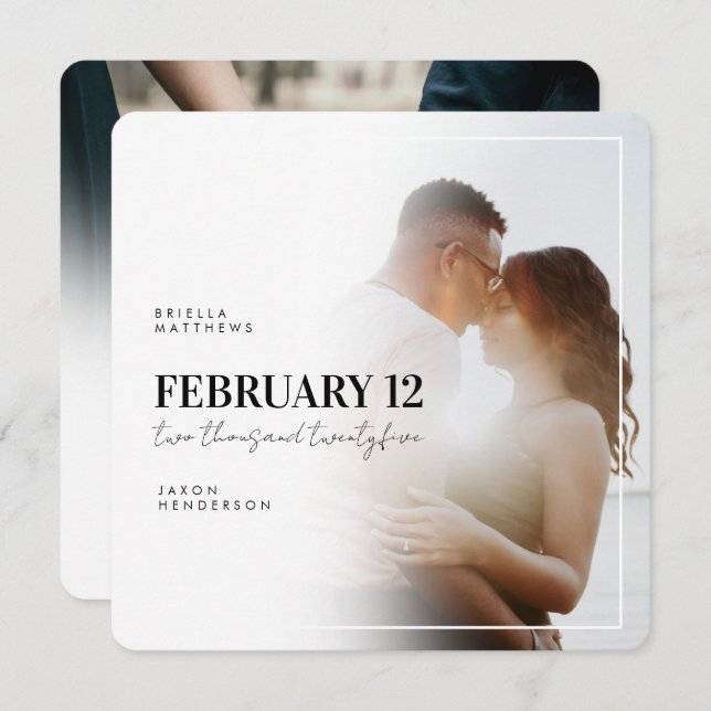 Modern Square Photo Save the Date Card (Front/Back)