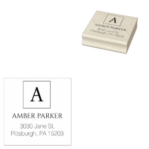Modern Square Return Address Rubber Stamp