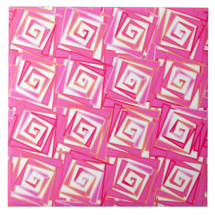 Modern Square Spirals, Coral Pink Tile