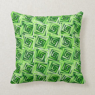 Modern Square Spirals, Jade Green Cushion