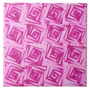 Modern Square Spirals, Orchid and Violet Tile