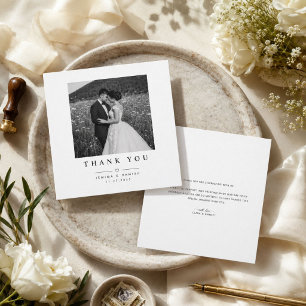 Modern Square Wedding Photo Thank You Card