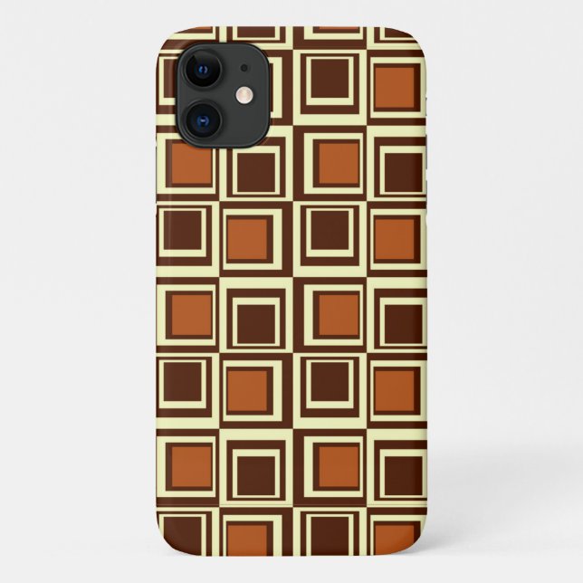Modern squares, caramel and chocolate brown Case-Mate iPhone case (Back)