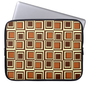 Modern squares, caramel and chocolate brown laptop sleeve