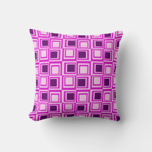 Modern squares, pink, orchid and purple cushion