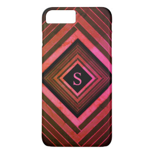 Modern Squares Rustic Pink Geometric Monogram iPhone 8 Plus/7 Plus Case