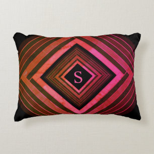 Modern Squares Rustic Pink Geometric Monogram Decorative Cushion