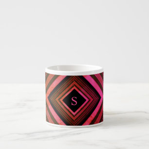 Modern Squares Rustic Pink Geometric Monogram Espresso Cup