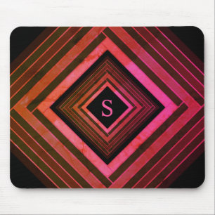 Modern Squares Rustic Pink Geometric Monogram Mouse Mat