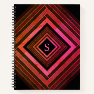 Modern Squares Rustic Pink Geometric Monogram Notebook