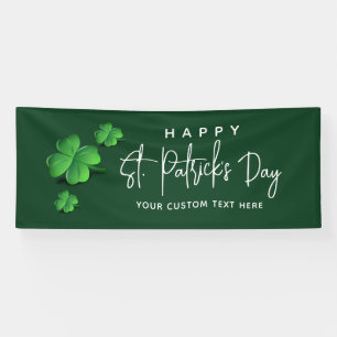 Modern St Patricks Day Green Shamrock Party Name Banner