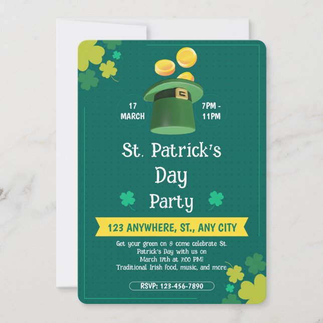 Modern St. Patrick's Day Party Invitation (Front)