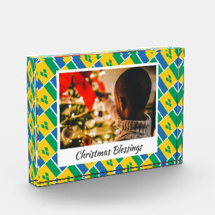 Modern ST VINCENT FLAG Christmas Keepsake Photo Block