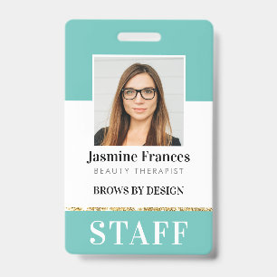 MODERN STAFF PHOTO ID work chic design mint Badge