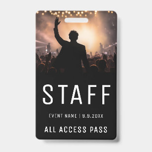 Modern Staff Photo VIP All Access Pass Event ID Badge