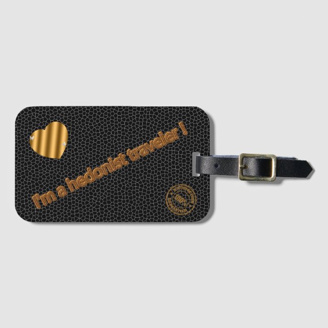 Modern Stained Glass Black Travel Luggage Tag (Front Horizontal)